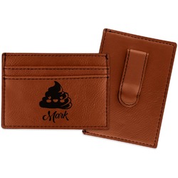Poop Emoji Leatherette Wallet with Money Clip (Personalized)