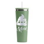 Poop Emoji RTIC Everyday Tumbler with Straw - 28oz - Light Green - Double-Sided (Personalized)