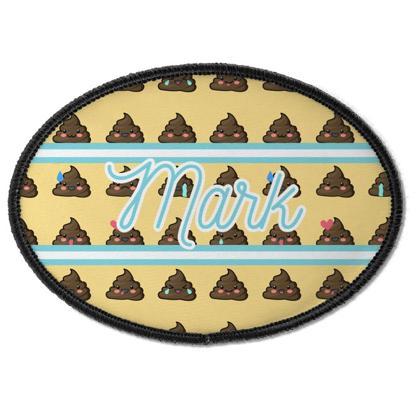 Custom Poop Emoji Iron On Oval Patch w/ Name or Text