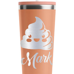 Poop Emoji RTIC Everyday Tumbler with Straw - 28oz - Peach - Double-Sided (Personalized)