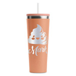 Poop Emoji RTIC Everyday Tumbler with Straw - 28oz - Peach - Double-Sided (Personalized)