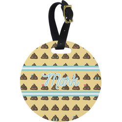 Poop Emoji Plastic Luggage Tag - Round (Personalized)