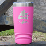 Poop Emoji 20 oz Stainless Steel Tumbler - Pink - Double Sided (Personalized)