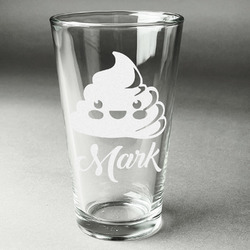 Poop Emoji Pint Glass - Engraved (Personalized)