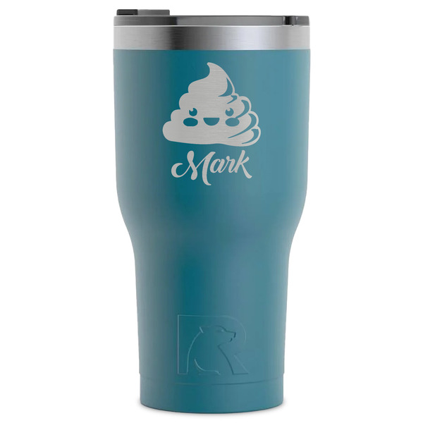 Custom Poop Emoji RTIC Tumbler - Dark Teal - Laser Engraved - Single-Sided (Personalized)