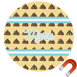 Poop Emoji Round Car Magnet - 6" (Personalized)
