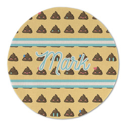 Poop Emoji Round Linen Placemat - Single Sided (Personalized)
