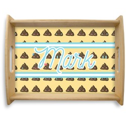 Poop Emoji Natural Wooden Tray - Large (Personalized)