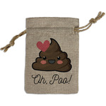 Poop Emoji Small Burlap Gift Bag - Front (Personalized)