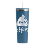 Poop Emoji RTIC Everyday Tumbler with Straw - 28oz - Steel Blue - Double-Sided (Personalized)