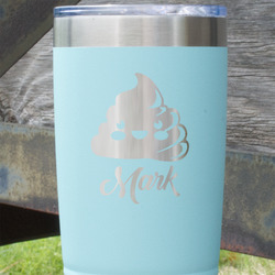 Poop Emoji 20 oz Stainless Steel Tumbler - Teal - Double Sided (Personalized)