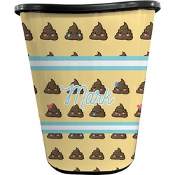 Poop Emoji Waste Basket - Single Sided (Black) (Personalized)