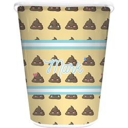 Poop Emoji Waste Basket - Double Sided (White) (Personalized)