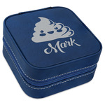 Poop Emoji Travel Jewelry Box - Navy Blue Leather (Personalized)