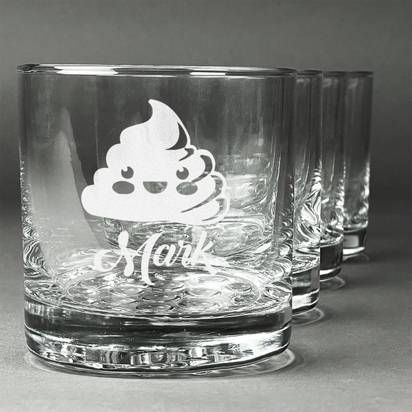 Custom Poop Emoji Whiskey Glasses (Set of 4) (Personalized)