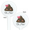 Poop Emoji White Plastic 5.5" Stir Stick - Double Sided - Round - Front & Back