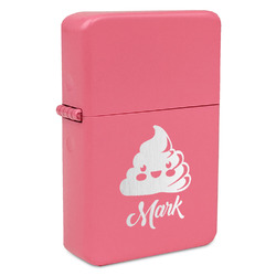 Poop Emoji Windproof Lighter - Pink - Single Sided (Personalized)