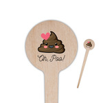 Poop Emoji 4" Round Wooden Food Picks - Single Sided (Personalized)