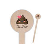 Poop Emoji 6" Round Wooden Food Picks - Single Sided (Personalized)