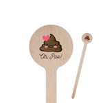 Poop Emoji 7.5" Round Wooden Stir Sticks - Single Sided (Personalized)