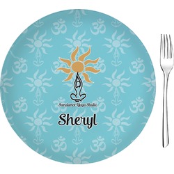 Sundance Yoga Studio 8" Glass Appetizer / Dessert Plates - Single or Set (Personalized)