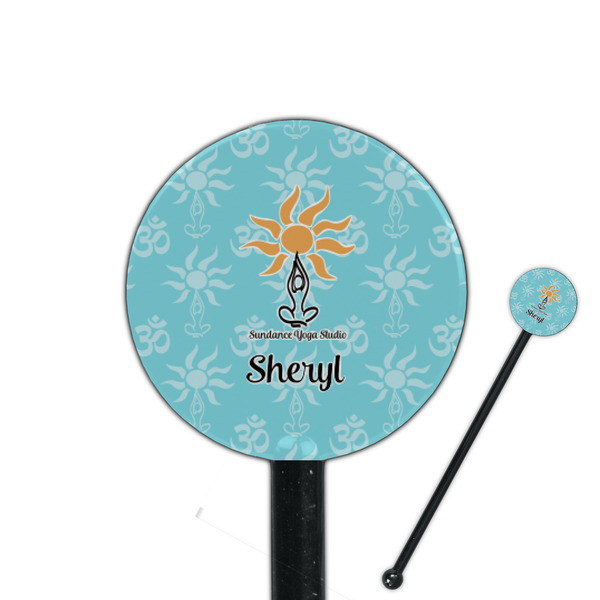 Custom Sundance Yoga Studio 5.5" Round Plastic Stir Sticks - Black - Single Sided (Personalized)