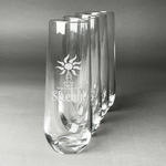 Sundance Yoga Studio Champagne Flute - Stemless Engraved - Set of 4 (Personalized)