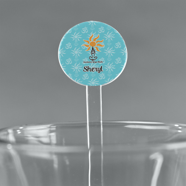 Custom Sundance Yoga Studio 7" Round Plastic Stir Sticks - Clear (Personalized)