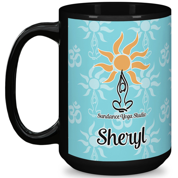 Custom Sundance Yoga Studio 15 Oz Coffee Mug - Black (Personalized)