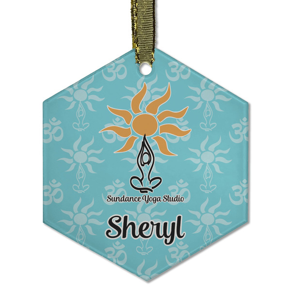 Custom Sundance Yoga Studio Flat Glass Ornament - Hexagon w/ Name or Text