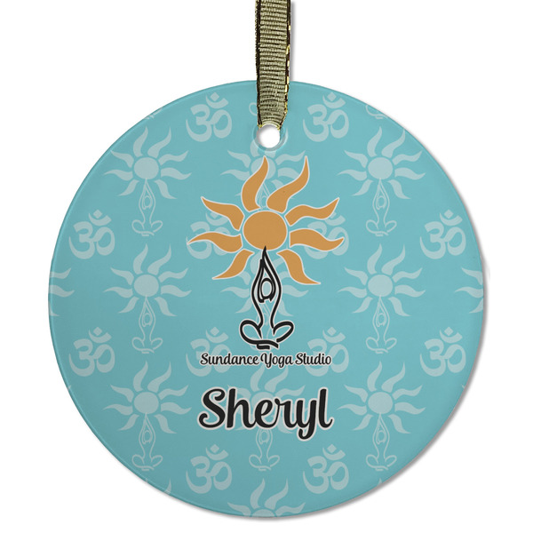 Custom Sundance Yoga Studio Flat Glass Ornament - Round w/ Name or Text