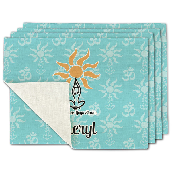 Custom Sundance Yoga Studio Single-Sided Linen Placemat - Set of 4 w/ Name or Text