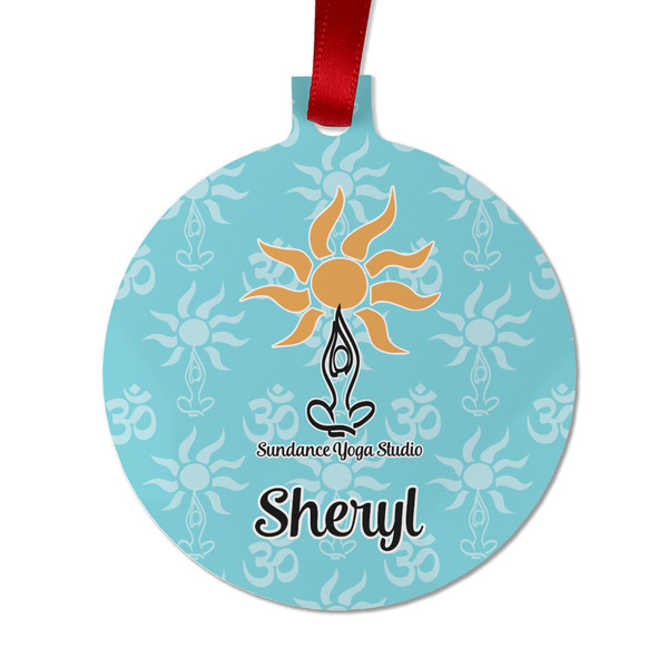 Custom Sundance Yoga Studio Metal Ball Ornament - Double Sided w/ Name or Text