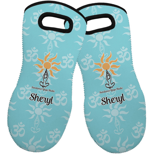 Custom Sundance Yoga Studio Neoprene Oven Mitts - Set of 2 w/ Name or Text