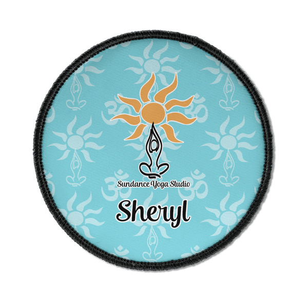 Custom Sundance Yoga Studio Iron On Round Patch w/ Name or Text