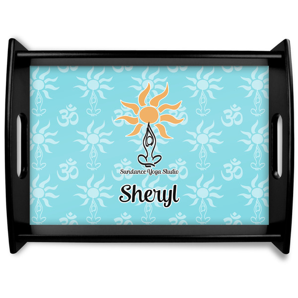 Custom Sundance Yoga Studio Black Wooden Tray - Large w/ Name or Text