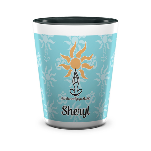 Custom Sundance Yoga Studio Ceramic Shot Glass - 1.5 oz - Two Tone - Single (Personalized)