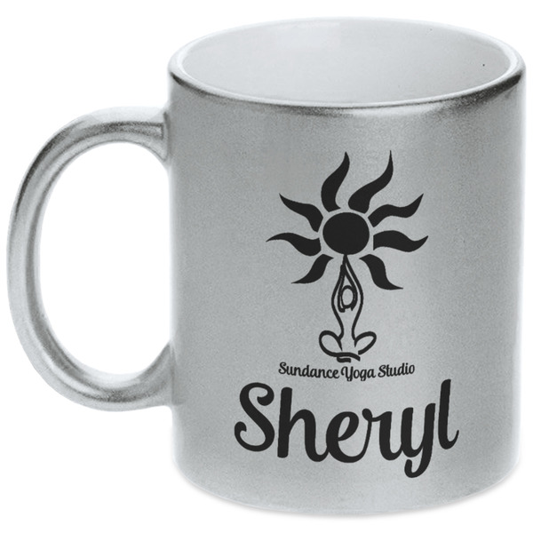 Custom Sundance Yoga Studio Metallic Silver Mug (Personalized)