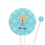 Sundance Yoga Studio 5.5" Round Plastic Stir Sticks - White - Single Sided (Personalized)