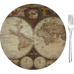 Vintage World Map Glass Appetizer / Dessert Plate 8"