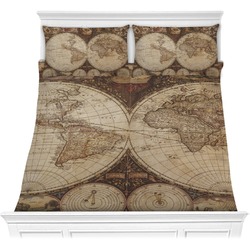 Vintage World Map Comforter Set - Full / Queen