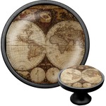 Vintage World Map Cabinet Knob (Black)