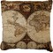 Antique World Map Burlap Pillow 16"