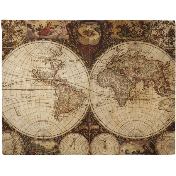 Custom Vintage World Map Woven Fabric Placemat - Twill