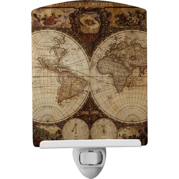 Custom Vintage World Map Ceramic Night Light