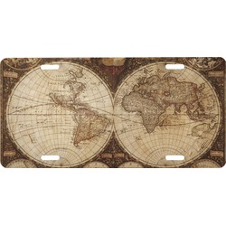 Vintage World Map Front License Plate