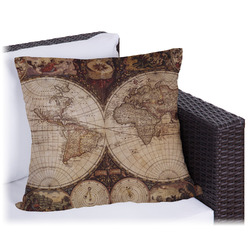 Vintage World Map Outdoor Pillow - 18"
