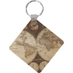 Vintage World Map Diamond Plastic Keychain