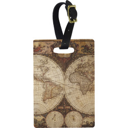 Vintage World Map Plastic Luggage Tag - Rectangular