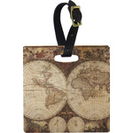 Vintage World Map Plastic Luggage Tag - Square